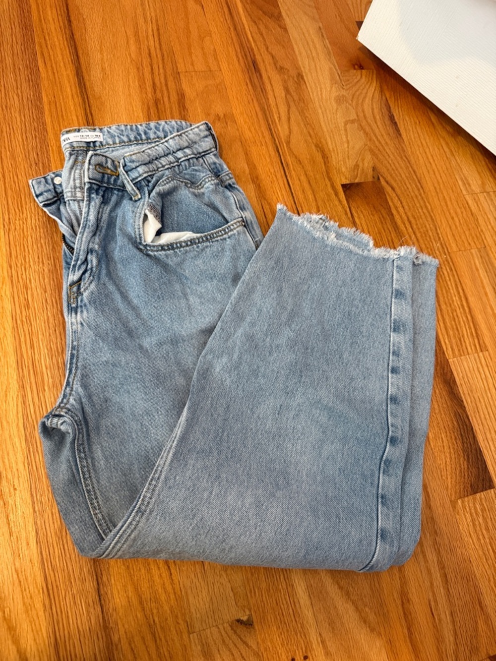 Zara Light Blue High-Rise Straight Jeans